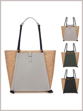 Cork Leather Work Travel Tote Bag for Women Convertible Backpack Top Handle